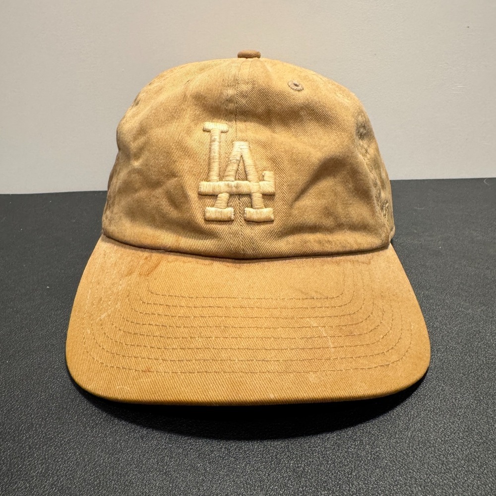 Los Angeles Dodgers Hat Cap Brown Beige Strap Back Dad Logo '47 Canvas Twill
